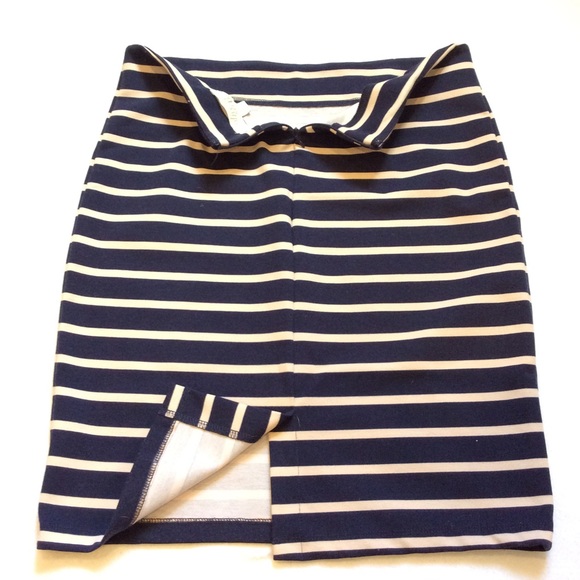 Olive & Oak cream and navy striped pencil skirt - Picture 5 of 5